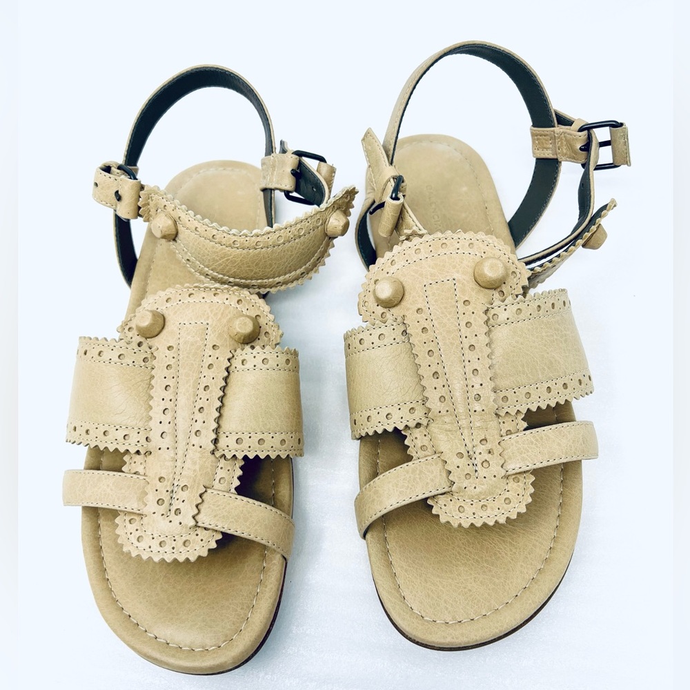 Balenciaga Neutral Leather Roman Flat Sandal